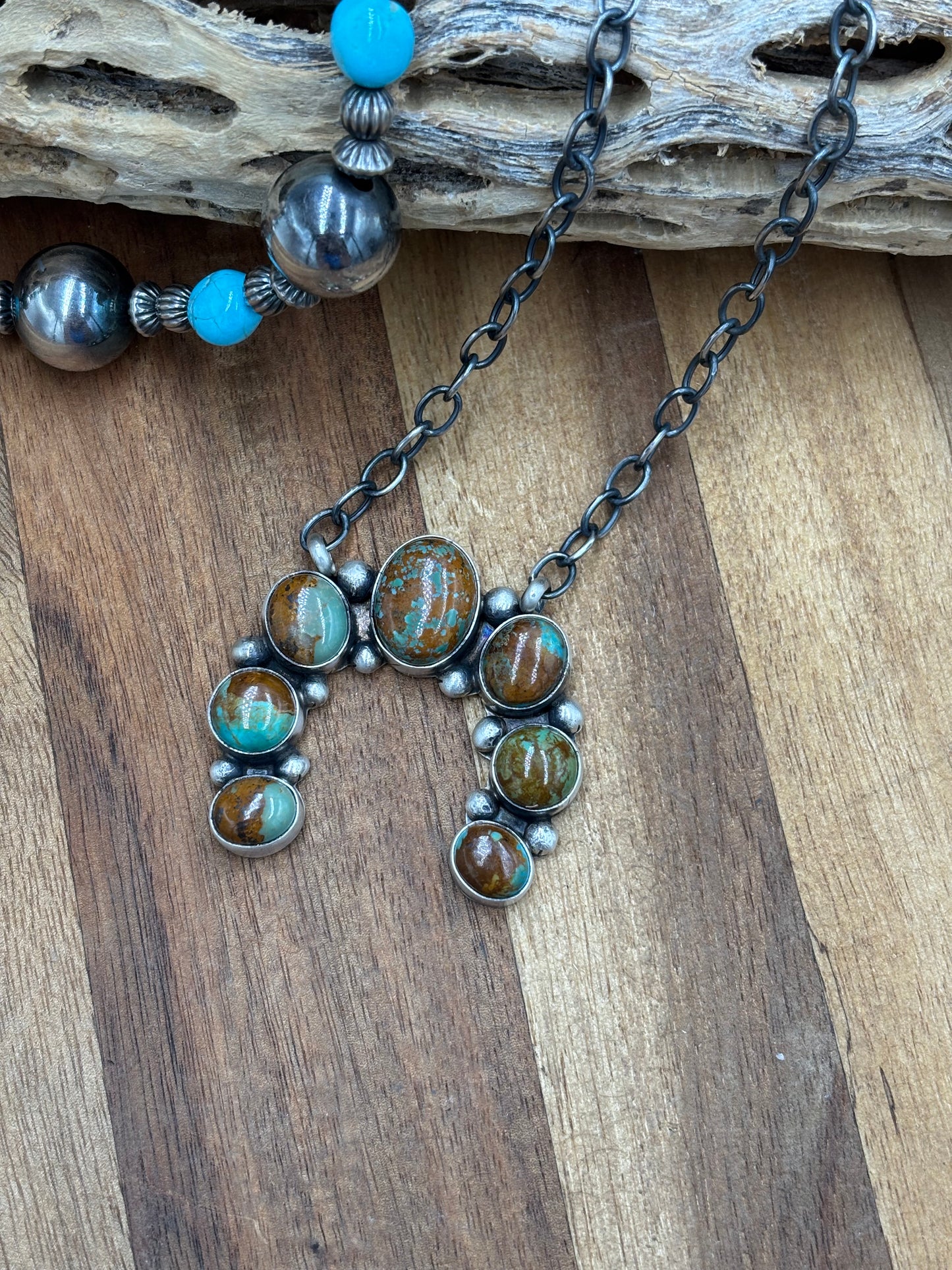 Turquoise Naja Necklace #1 by Augustine Largo, Navajo