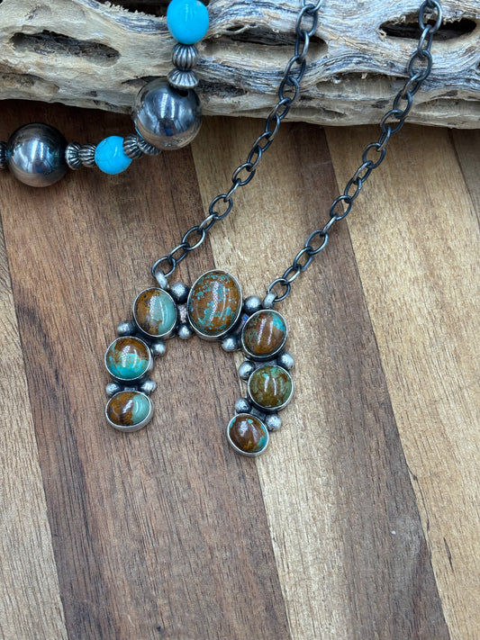Turquoise Naja Necklace #1 by Augustine Largo, Navajo