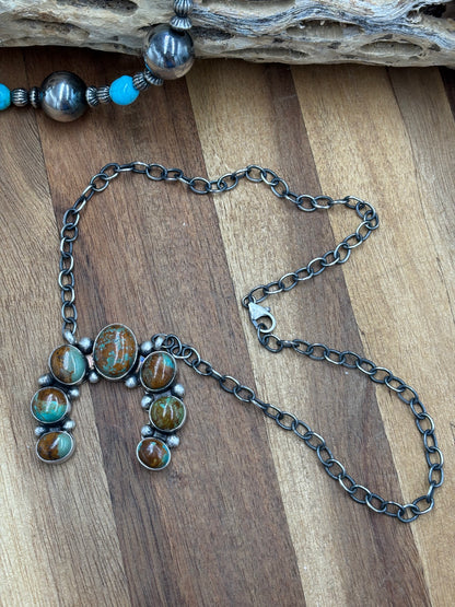 Turquoise Naja Necklace #1 by Augustine Largo, Navajo