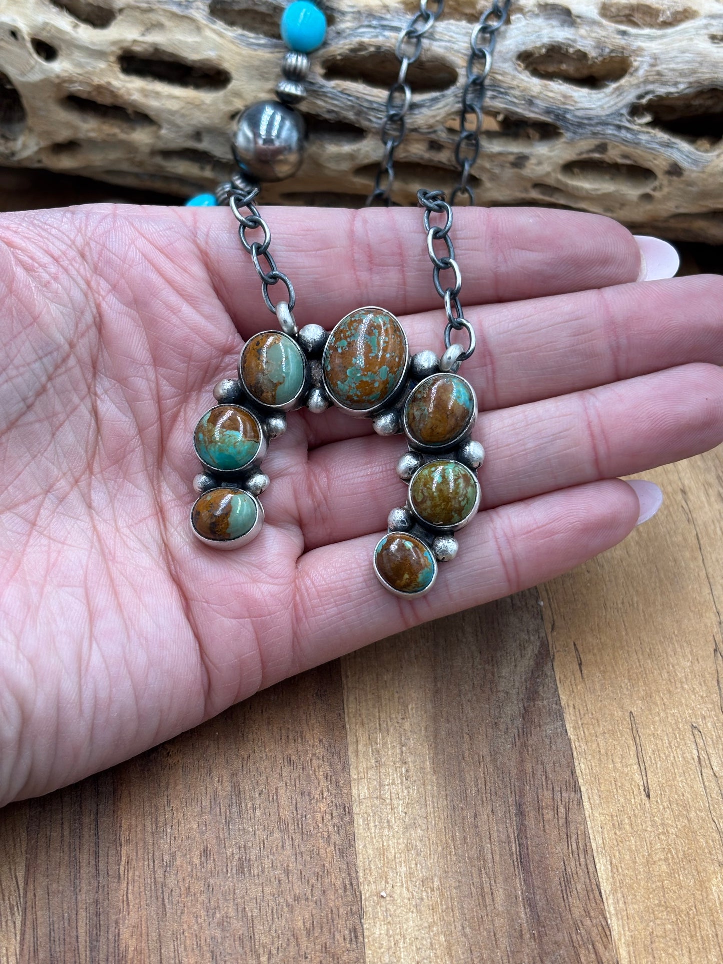 Turquoise Naja Necklace #1 by Augustine Largo, Navajo