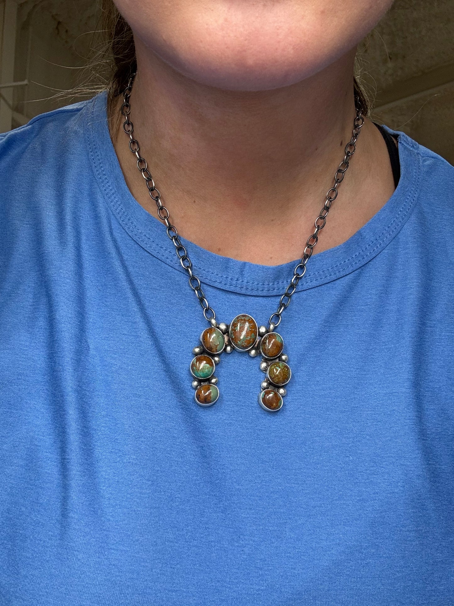 Turquoise Naja Necklace #1 by Augustine Largo, Navajo
