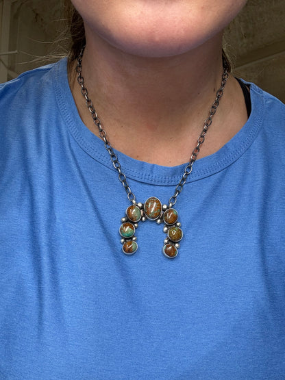 Turquoise Naja Necklace #1 by Augustine Largo, Navajo