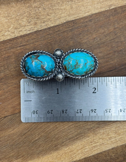 Morenci Turquoise Sterling Silver Belt Buckle Set by Jacob Lujan