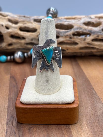 Turquoise Thunderbird Ring size 7.5 by Jude Candeleria, Navajo