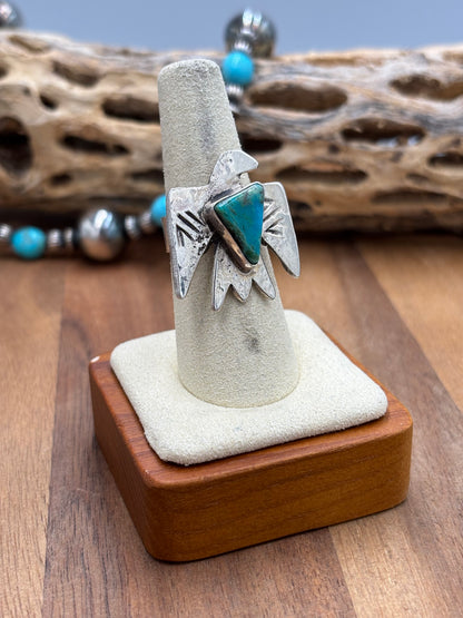 Turquoise Thunderbird Ring size 7.5 by Jude Candeleria, Navajo