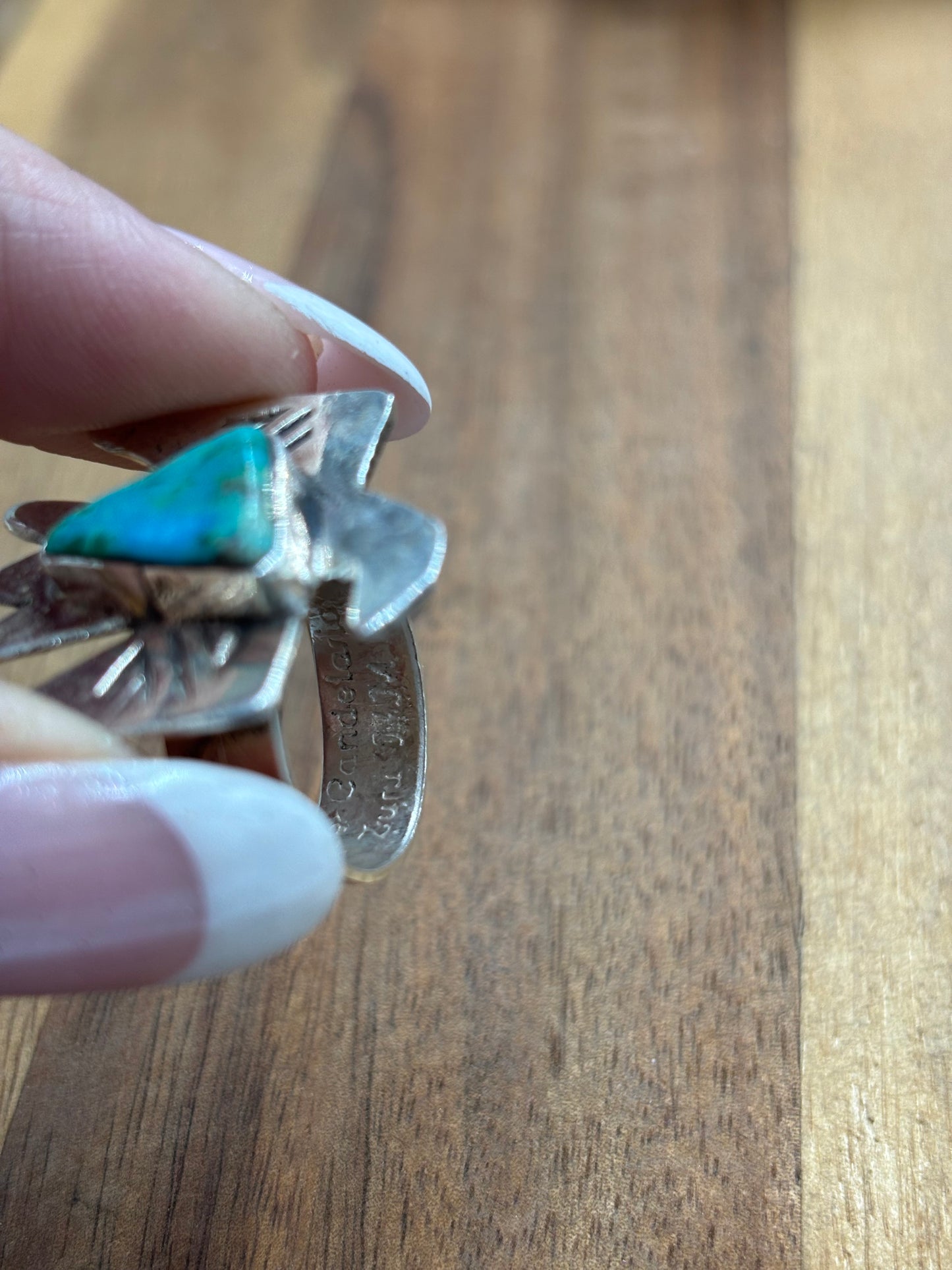 Turquoise Thunderbird Ring size 7.5 by Jude Candeleria, Navajo