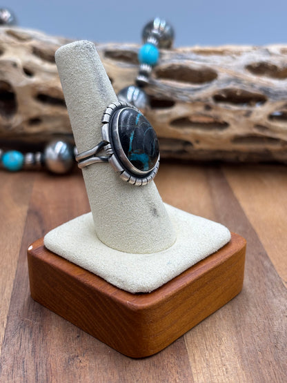Blue Moon Ring size 7.75  by DS, Navajo