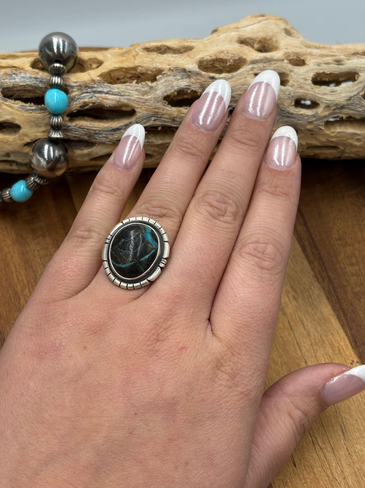 Blue Moon Ring size 7.75  by DS, Navajo