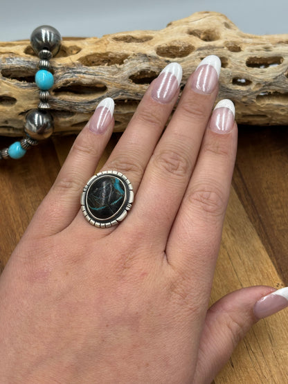Blue Moon Ring size 7.75  by DS, Navajo