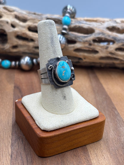 Turquoise Ring size 9 by Randy Billy, Navajo