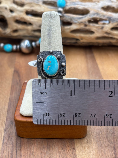 Turquoise Ring size 9 by Randy Billy, Navajo
