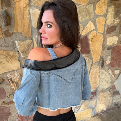 Denim Desperado One Shoulder Crop