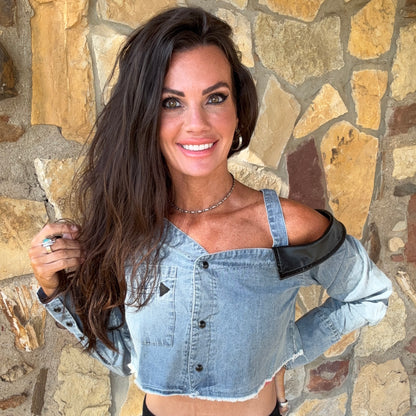 Denim Desperado One Shoulder Crop