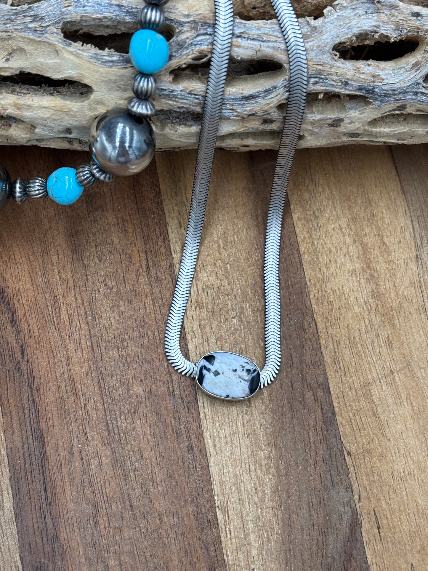 White Buffalo Herringbone Necklace