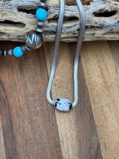 White Buffalo Herringbone Necklace