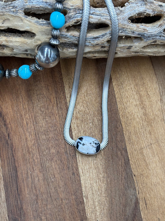 White Buffalo Herringbone Necklace