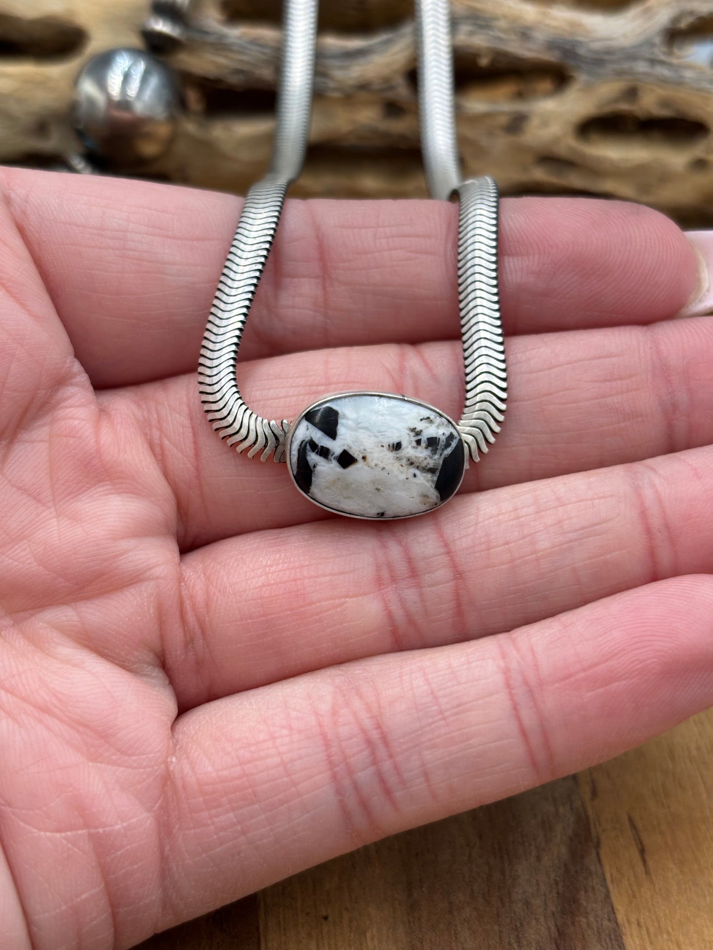 White Buffalo Herringbone Necklace