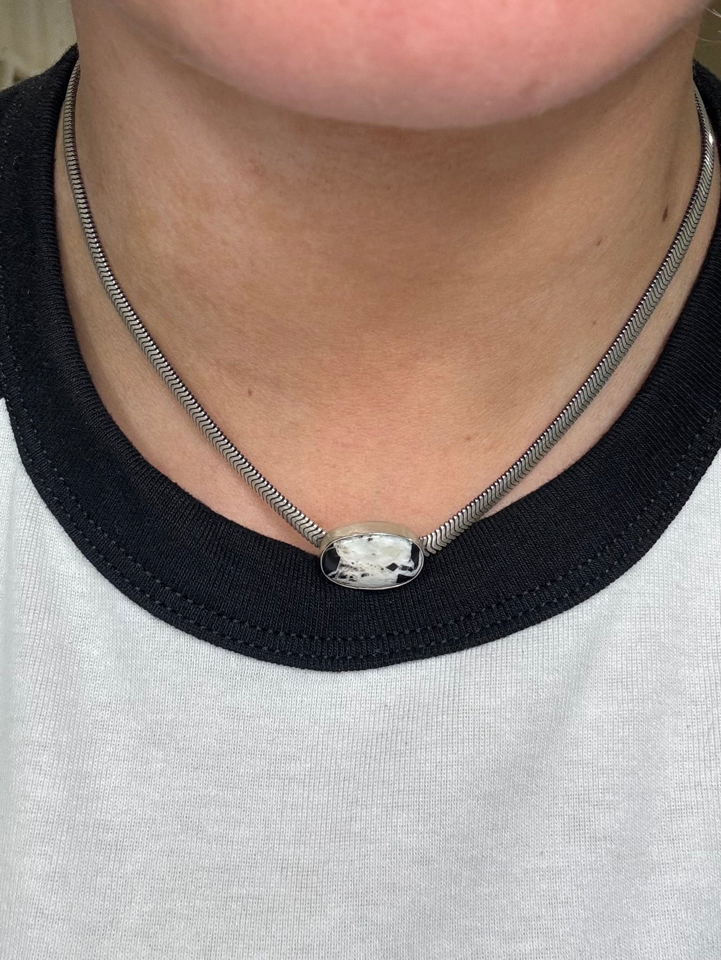 White Buffalo Herringbone Necklace