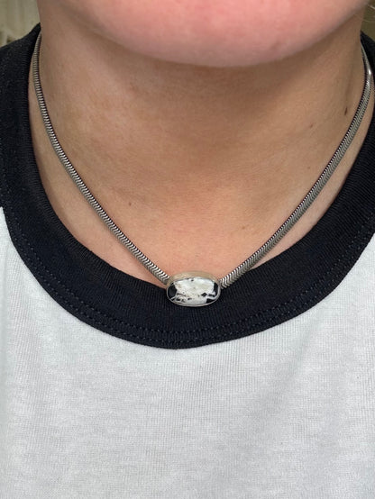 White Buffalo Herringbone Necklace
