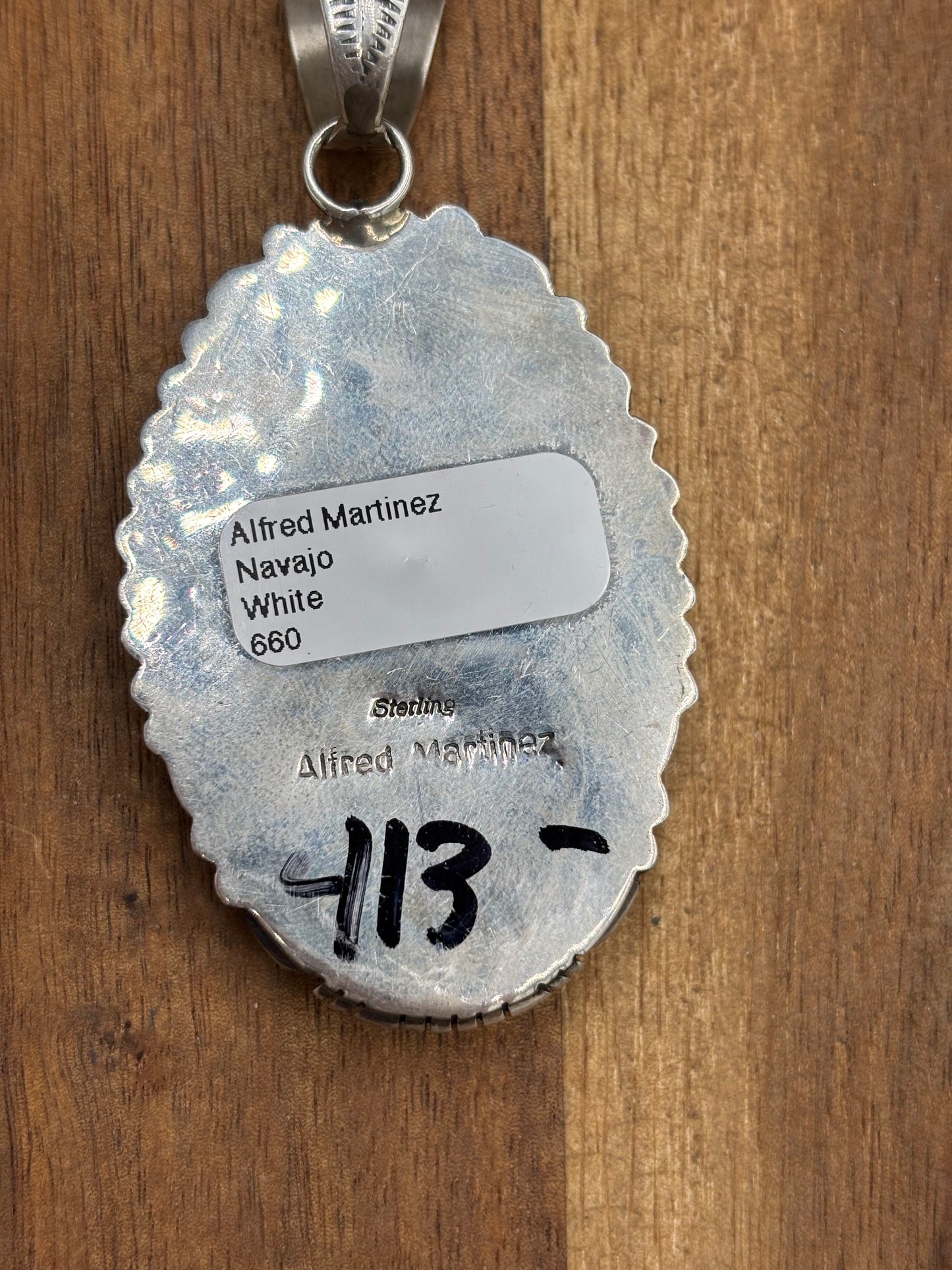 White Buffalo Pendant by Alfred Martinez, Navajo