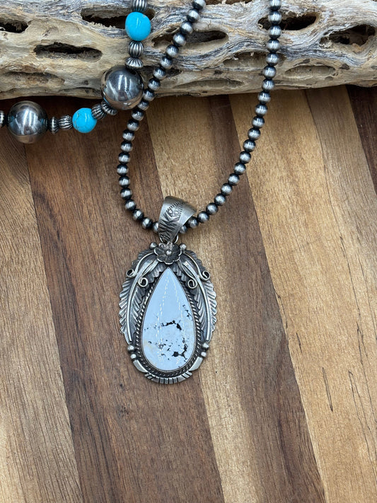 White Buffalo Pendant by Alfred Martinez, Navajo