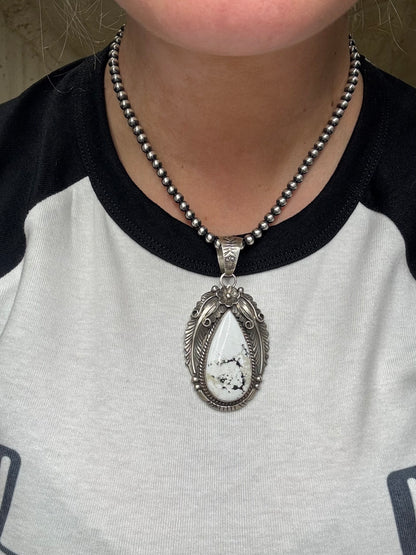 White Buffalo Pendant by Alfred Martinez, Navajo