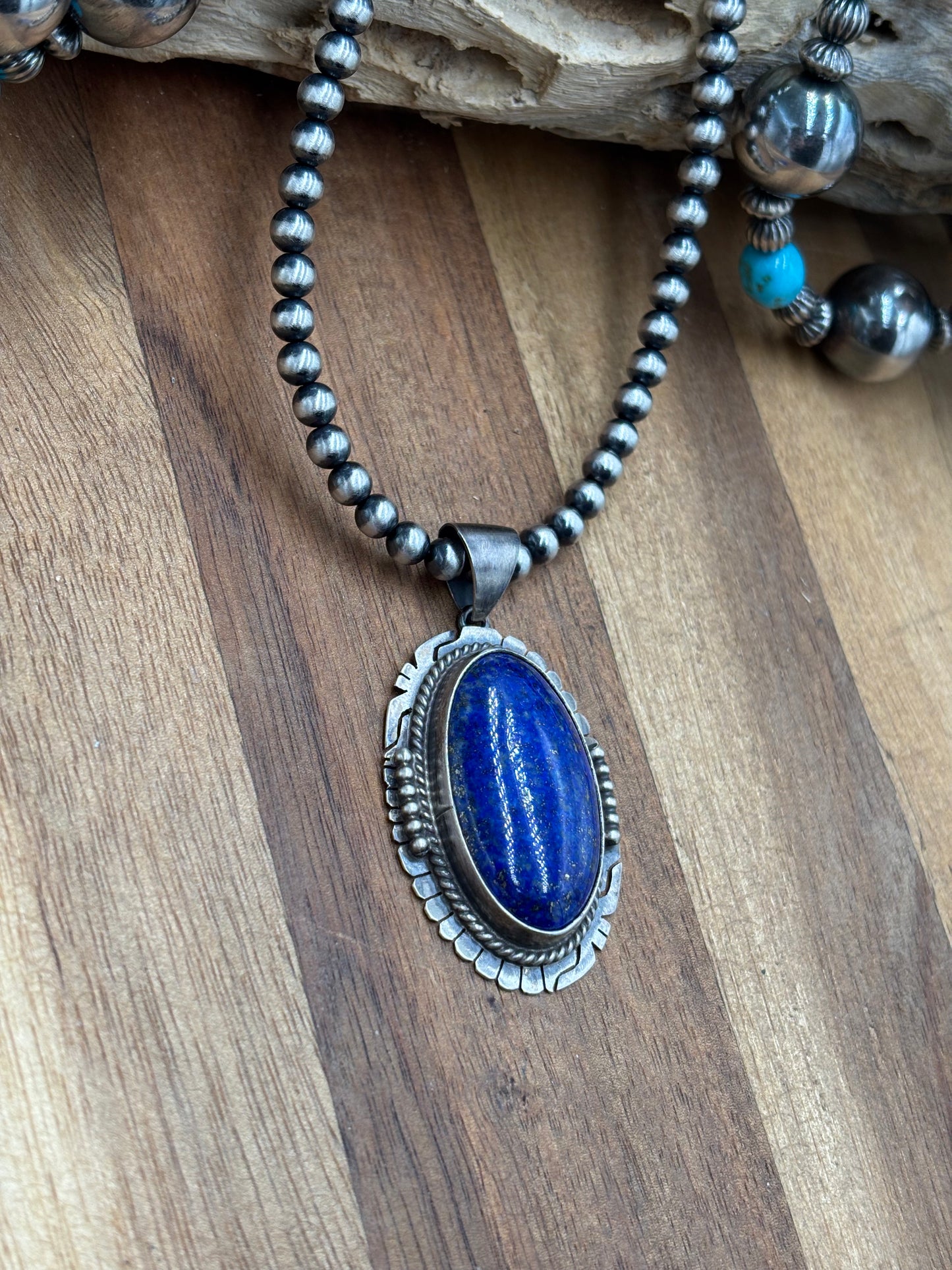 Lapis Pendant by P Skeets, Navajo