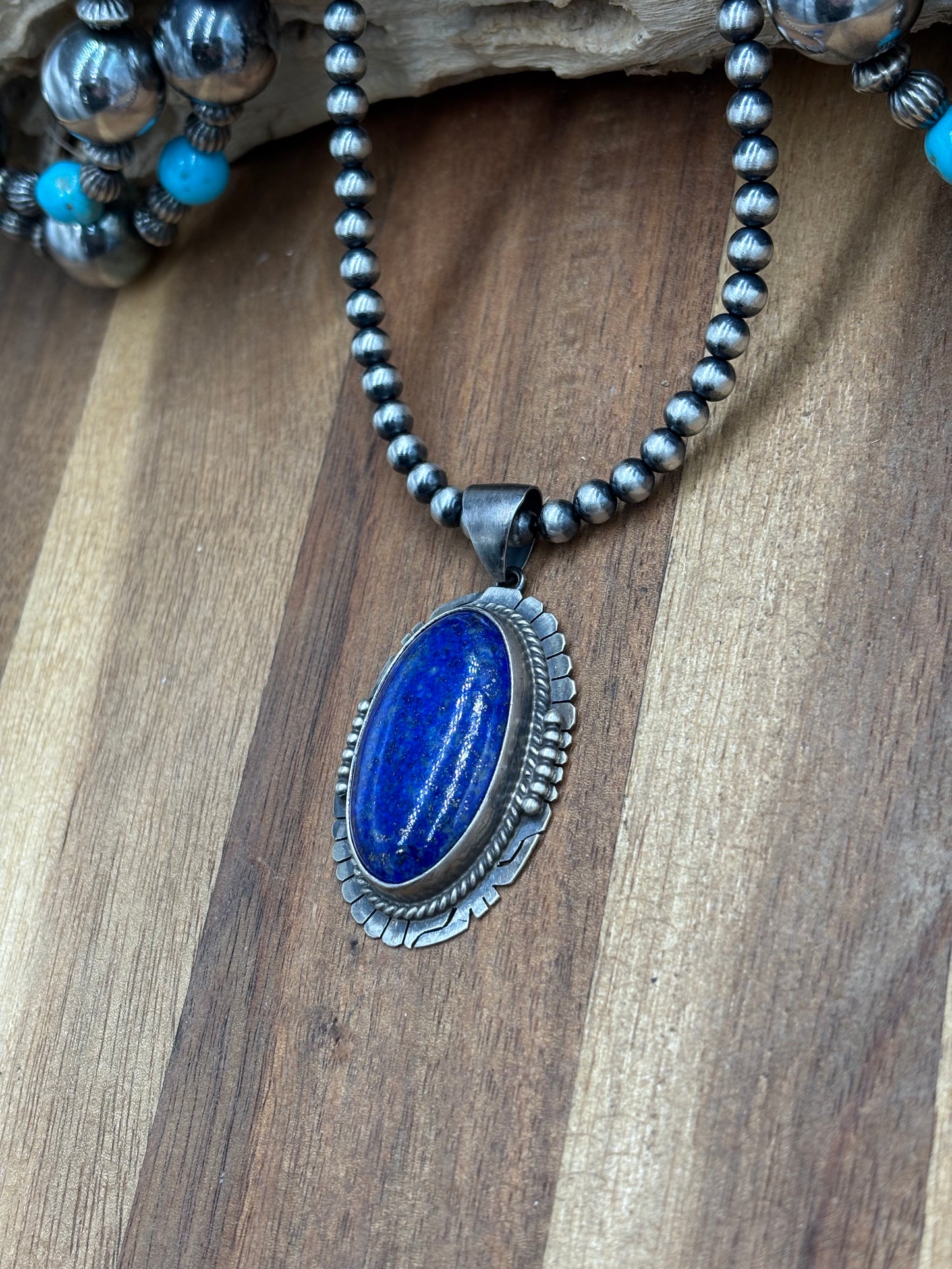 Lapis Pendant by P Skeets, Navajo