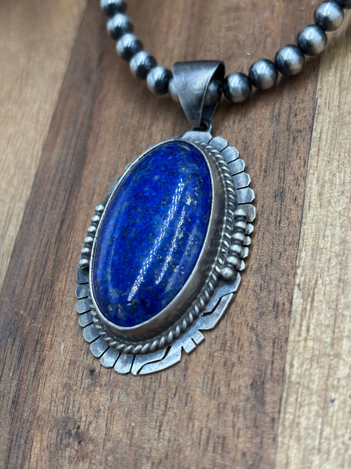Lapis Pendant by P Skeets, Navajo