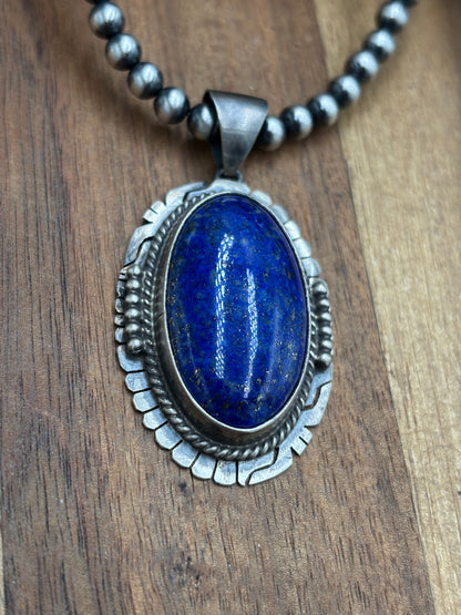 Lapis Pendant by P Skeets, Navajo