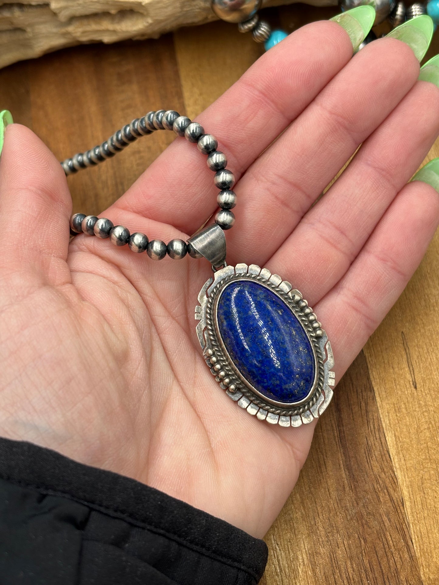 Lapis Pendant by P Skeets, Navajo