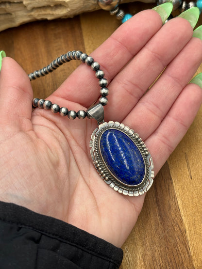 Lapis Pendant by P Skeets, Navajo