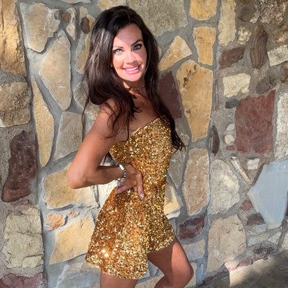 Gold Dust Strapless Romper