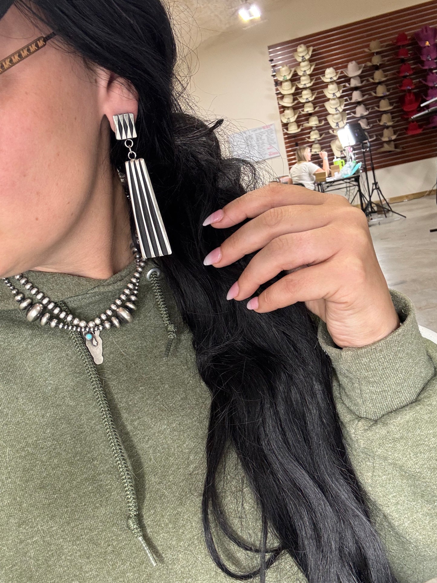 Beth Dangle Earrings by Leander Tahe, Navajo