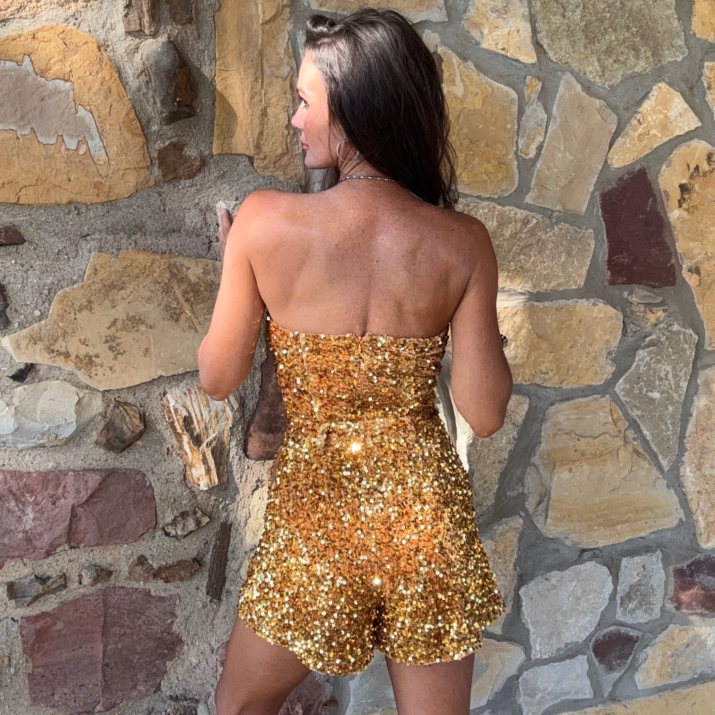 Gold Dust Strapless Romper