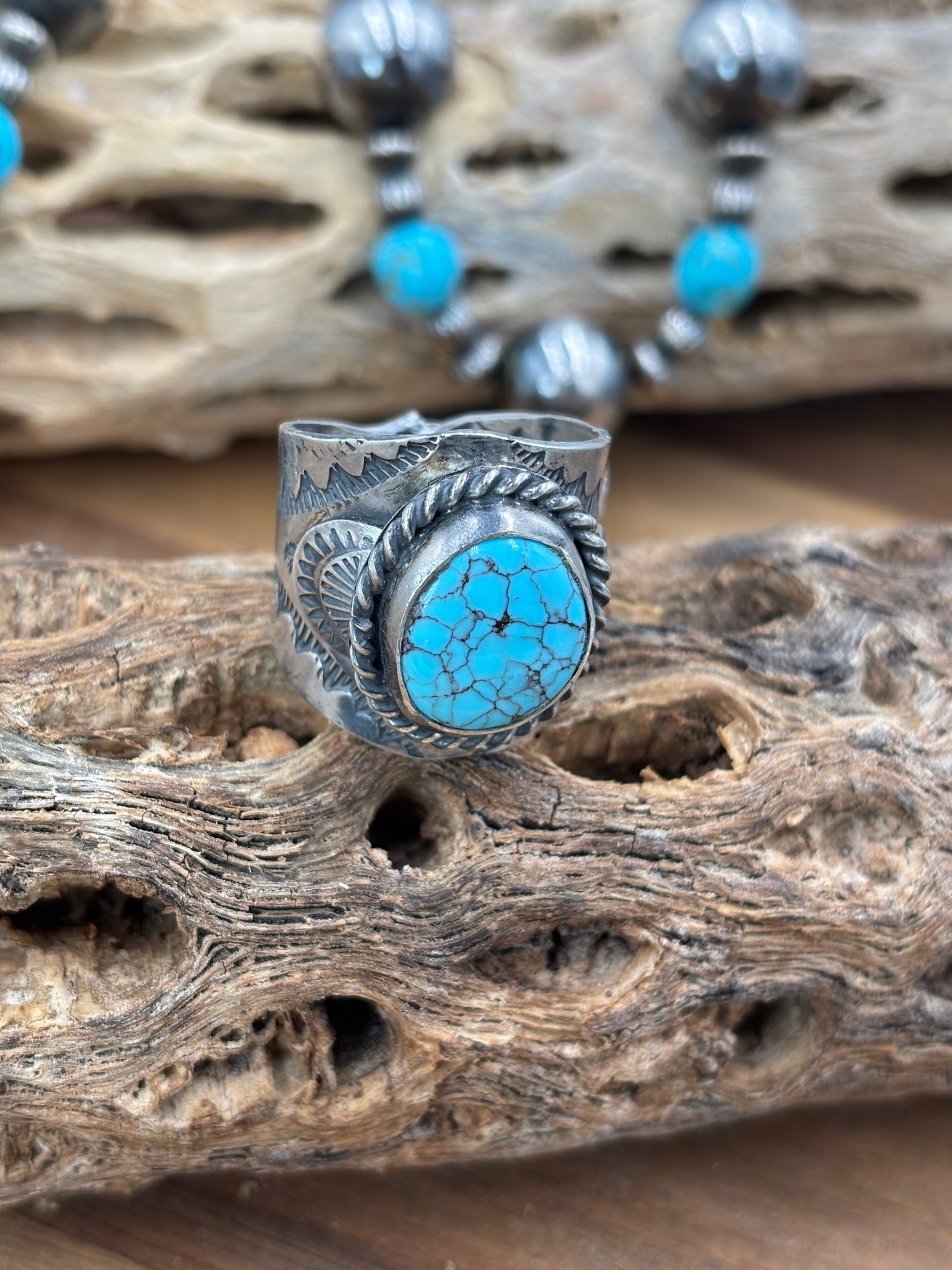 Egyptian Prince Turquoise Ring #1 size 12 by Boyd Ashley, Navajo