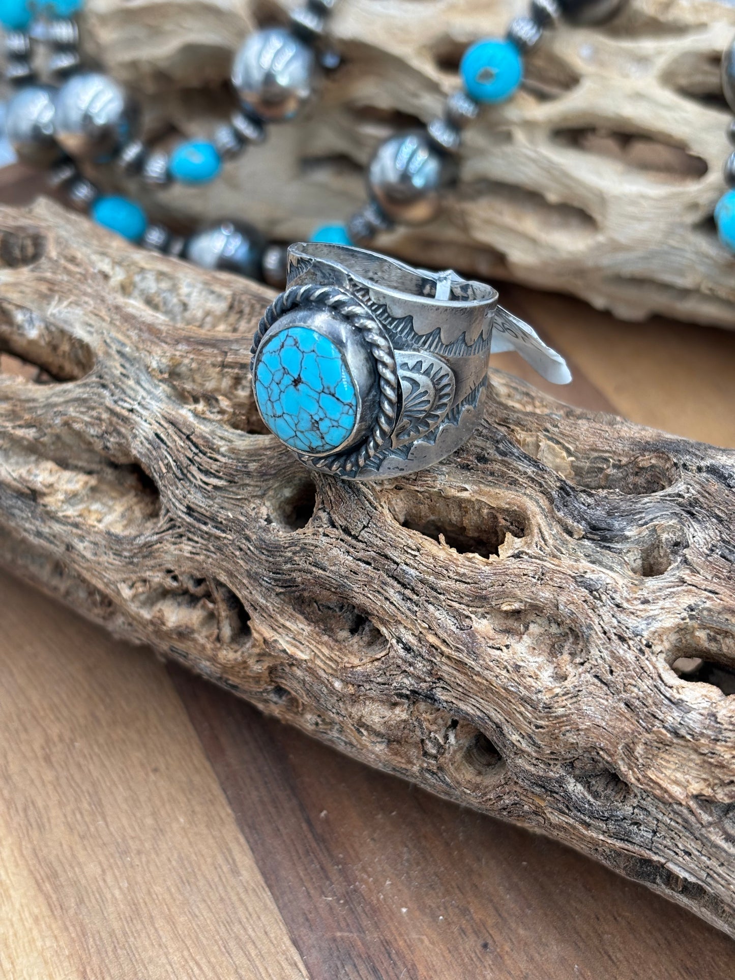 Egyptian Prince Turquoise Ring #1 size 12 by Boyd Ashley, Navajo