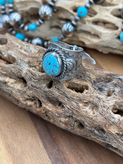 Egyptian Prince Turquoise Ring #1 size 12 by Boyd Ashley, Navajo