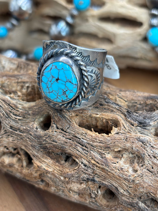 Egyptian Prince Turquoise Ring #1 size 12 by Boyd Ashley, Navajo