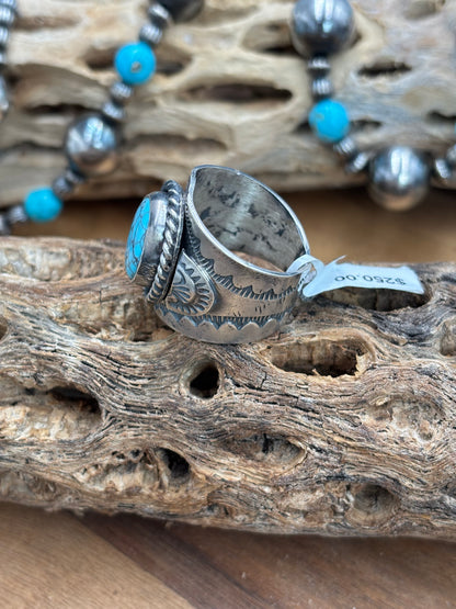 Egyptian Prince Turquoise Ring #1 size 12 by Boyd Ashley, Navajo