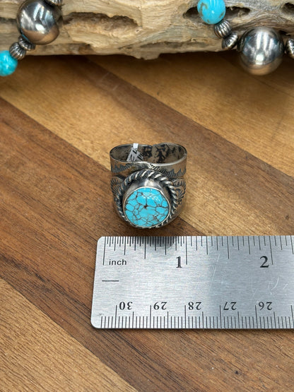 Egyptian Prince Turquoise Ring #1 size 12 by Boyd Ashley, Navajo