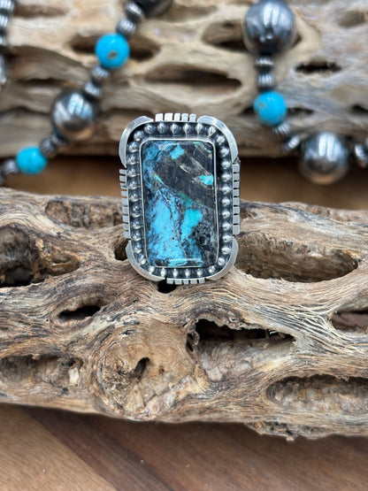 Turquoise Ring #1 size 13 by Gabriel Jurardo, Mexican