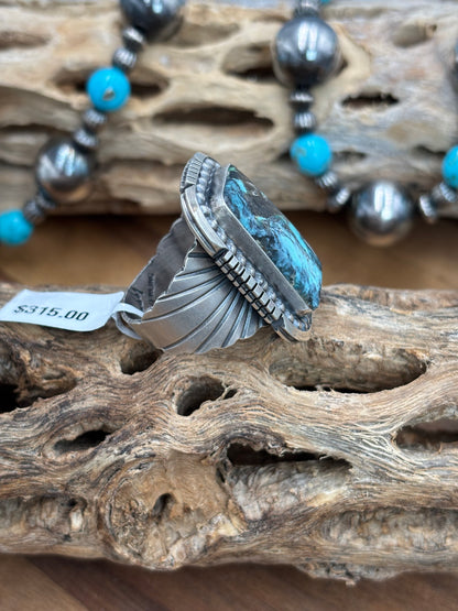 Turquoise Ring #1 size 13 by Gabriel Jurardo, Mexican