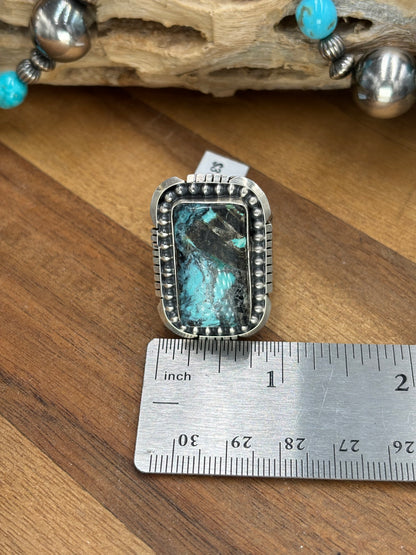 Turquoise Ring #1 size 13 by Gabriel Jurardo, Mexican