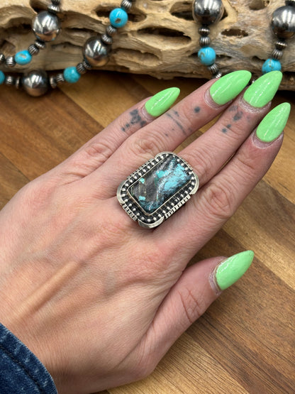 Turquoise Ring #1 size 13 by Gabriel Jurardo, Mexican