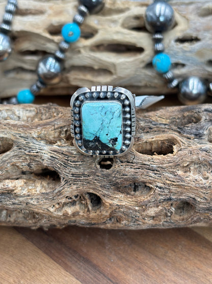 Turquoise Ring #2 size 11.5 by Gabriel Jurardo, Mexican