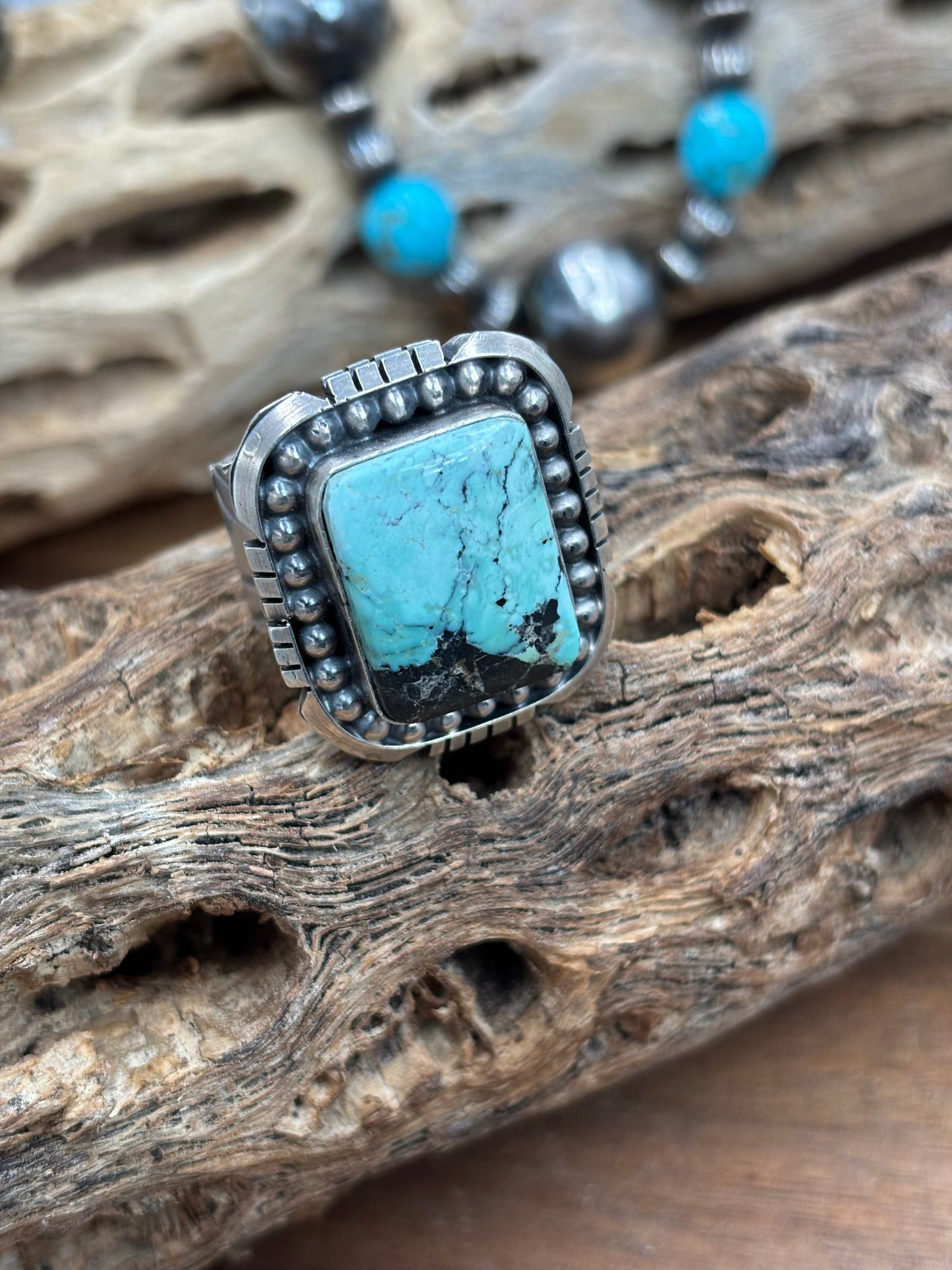 Turquoise Ring #2 size 11.5 by Gabriel Jurardo, Mexican