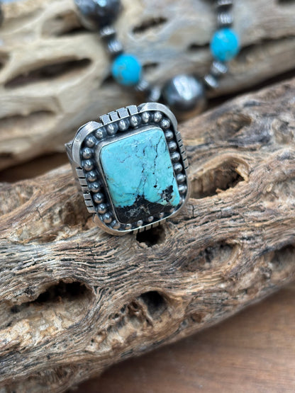 Turquoise Ring #2 size 11.5 by Gabriel Jurardo, Mexican