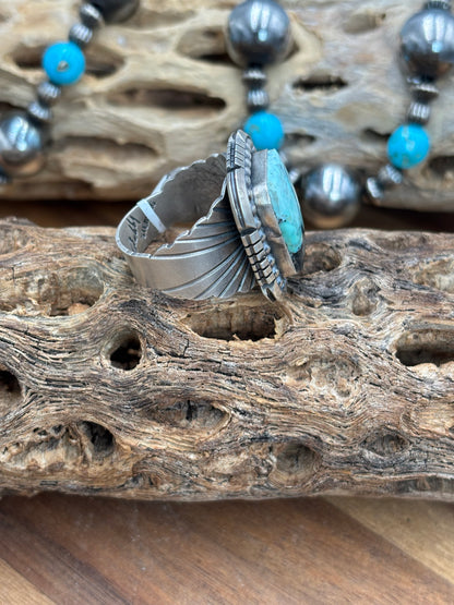 Turquoise Ring #2 size 11.5 by Gabriel Jurardo, Mexican