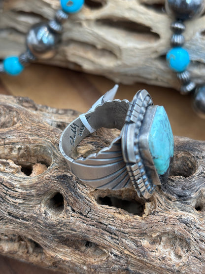 Turquoise Ring #2 size 11.5 by Gabriel Jurardo, Mexican